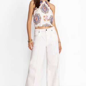 Johnny Was Braided Wide Leg Pants - White size 27 NWT